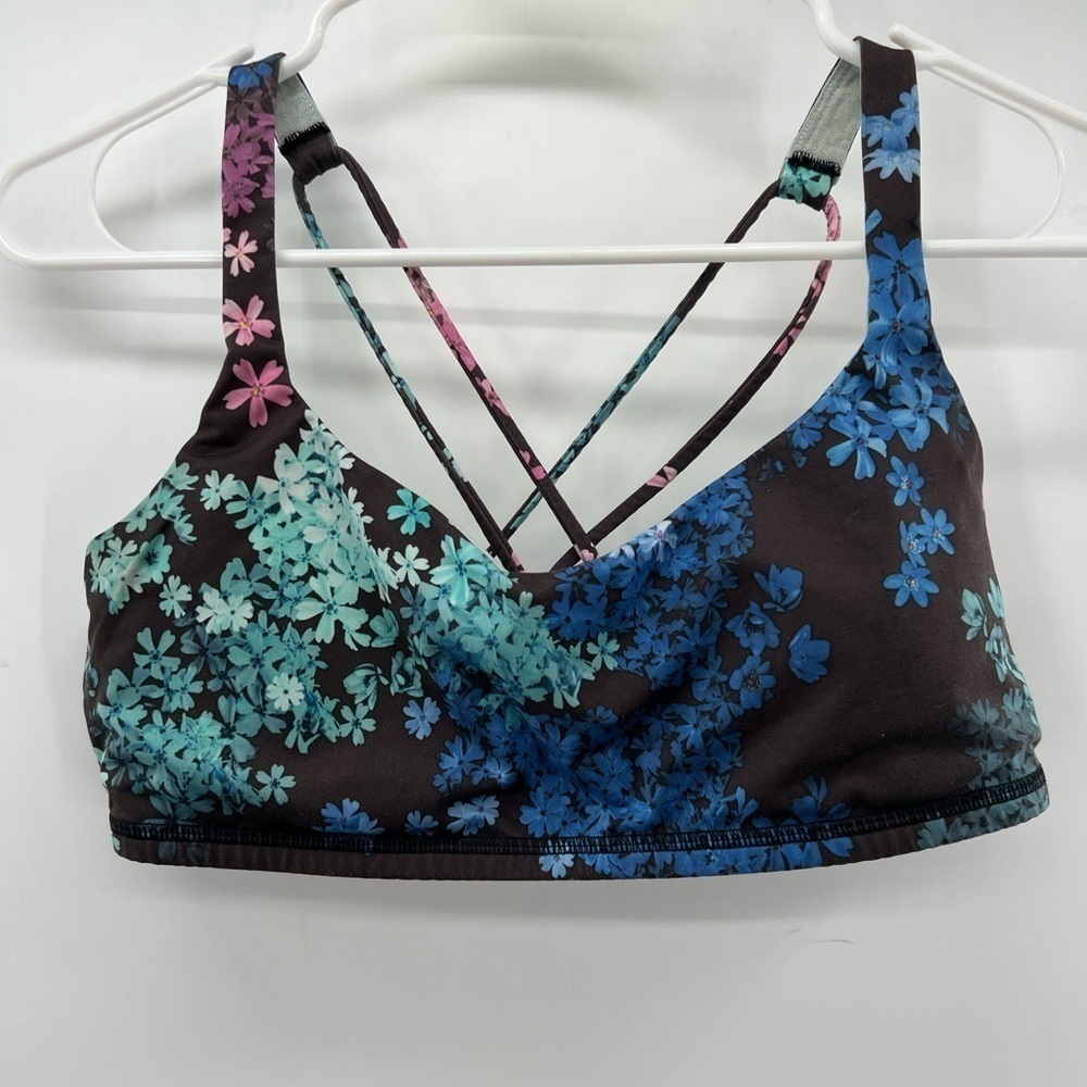 Lululemon blue green sports bra crossbody size medium